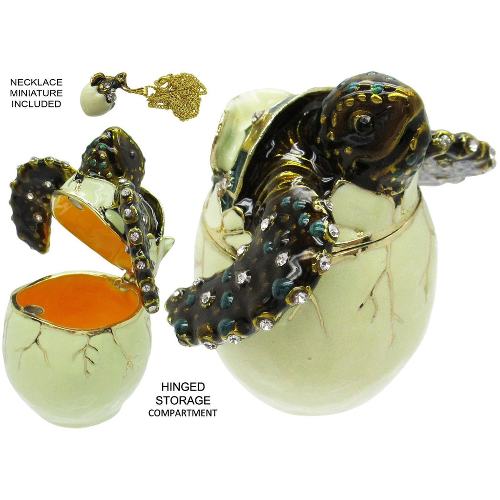 Hatching Sea Turtle Jeweled Trinket Box Austrian Crystals