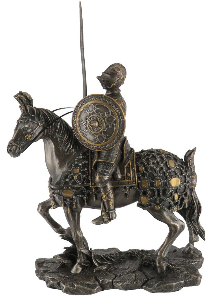 Cold Cast Bronze Sculpture, Medieval Armored Knight