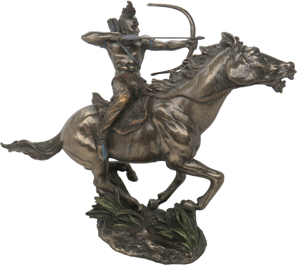 Cold Cast Bronze Sculpture, Mohican Warrior on Horseback