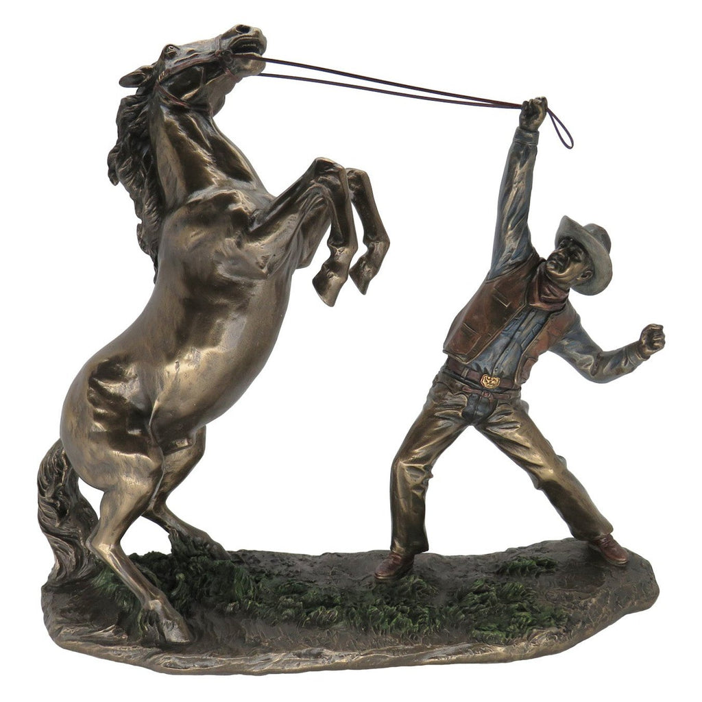 Bronze Sculpture, Cowboy Training Horse
