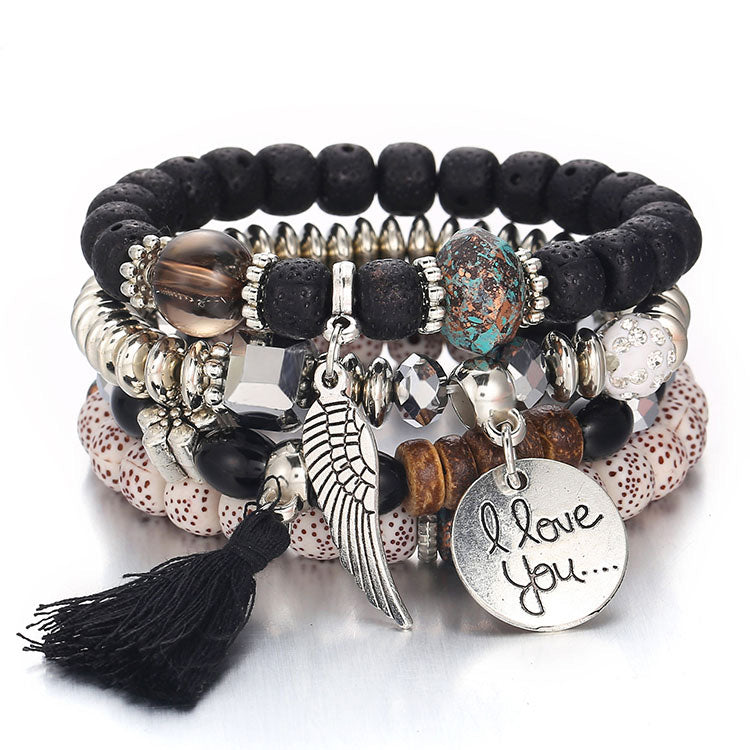 Tassel Love Bracelet Set, pc, Black