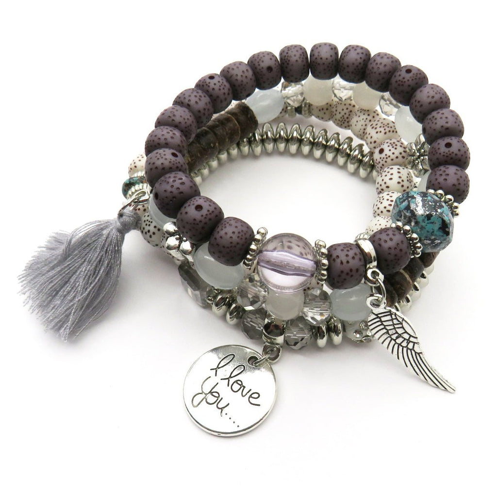 Tassel Love Bracelet Set, pc, Grey