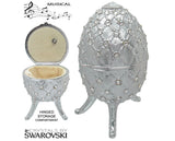 Musical Jewelry Trinket Box Swarovski Crystals, Platinum