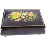 Italian Music Box, ", Floral Inlay, Plum
