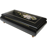 Italian Music Box XL ", MOP Floral Inlay, Matte Black