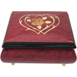 Italian Music Box, ", Red Wine Heart Floral Inlay
