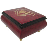 Italian Music Box, ", Red Wine Heart Floral Inlay