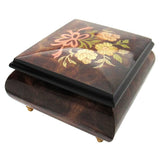 Italian Music Box, ", Elm Wood Ribbon Floral Inlay