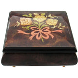 Italian Music Box, ", Elm Wood Ribbon Floral Inlay