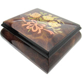 Italian Music Box, ", Elm Wood Ribbon Floral Inlay