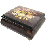Italian Music Box, ", Elm Wood Ribbon Floral Inlay