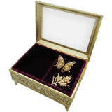 Glass Top Music Box, ", Fluttering Butterfly, Made Japan, Gold