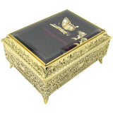 Glass Top Music Box, ", Fluttering Butterfly, Made Japan, Gold