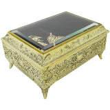 Glass Top Music Box, ", Fluttering Butterfly, Made Japan, Gold