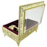 Glass Top Music Box, ", Fluttering Butterfly, Made Japan, Gold
