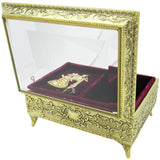 Glass Top Music Box, ", Fluttering Butterfly, Made Japan, Gold