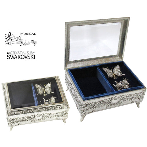 Glass Top Music Box, ", Fluttering Butterfly, Made Japan