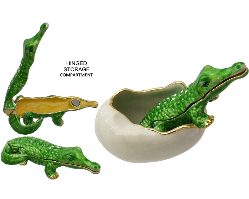 RUCINNI Hatching Alligator Jeweled Trinket Box