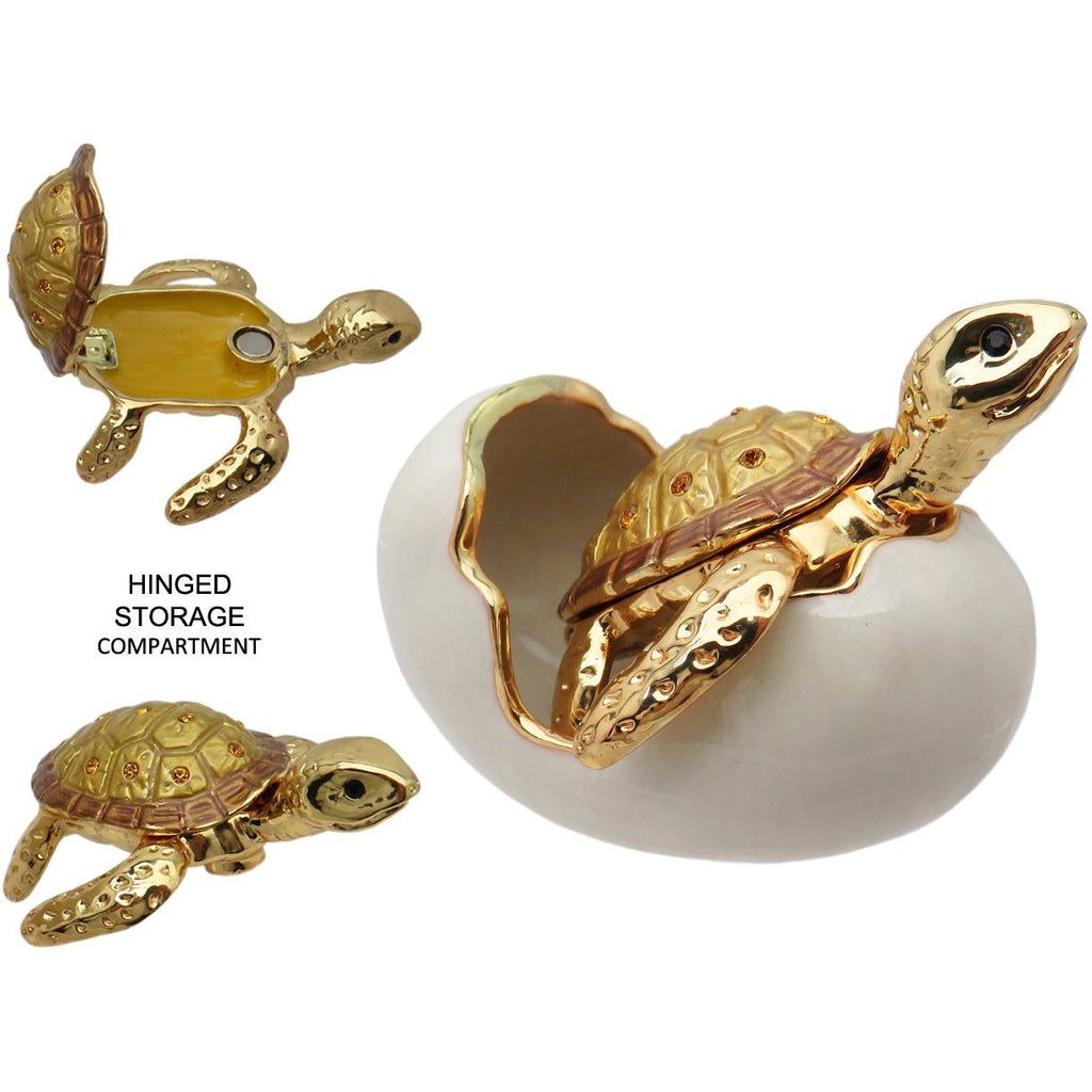 RUCINNI Hatching Turtle Jeweled Trinket Box, Brown