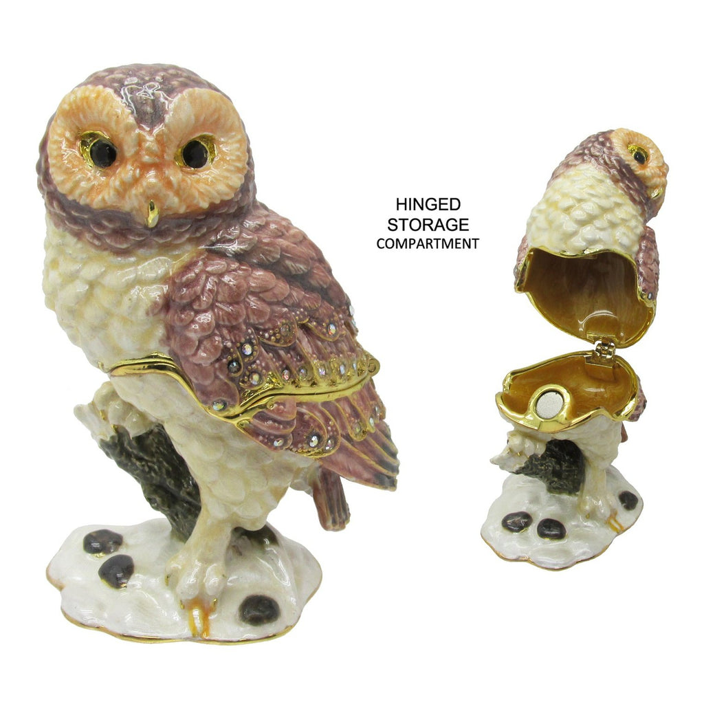 RUCINNI Owl Branch Jeweled Trinket Box, Brown