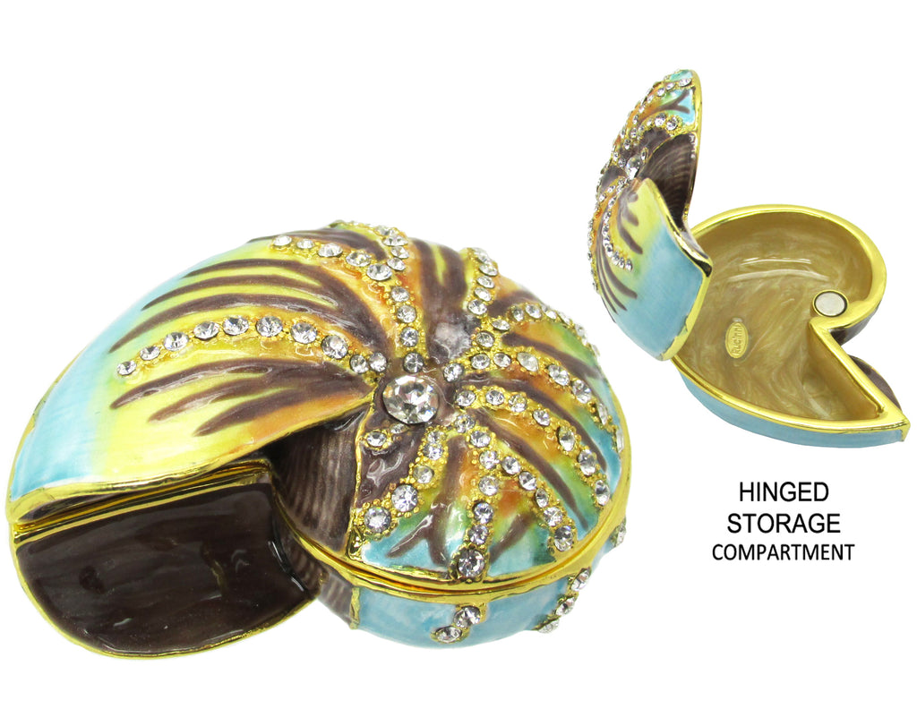 RUCINNI Shell Jeweled Trinket Box, Blue