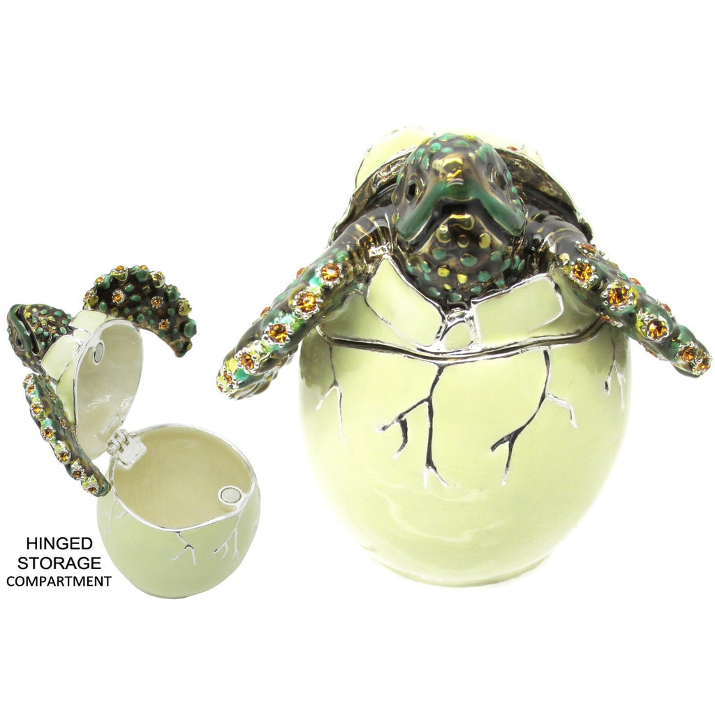 RUCINNI Hatching Turtle Jeweled Trinket Box, Green
