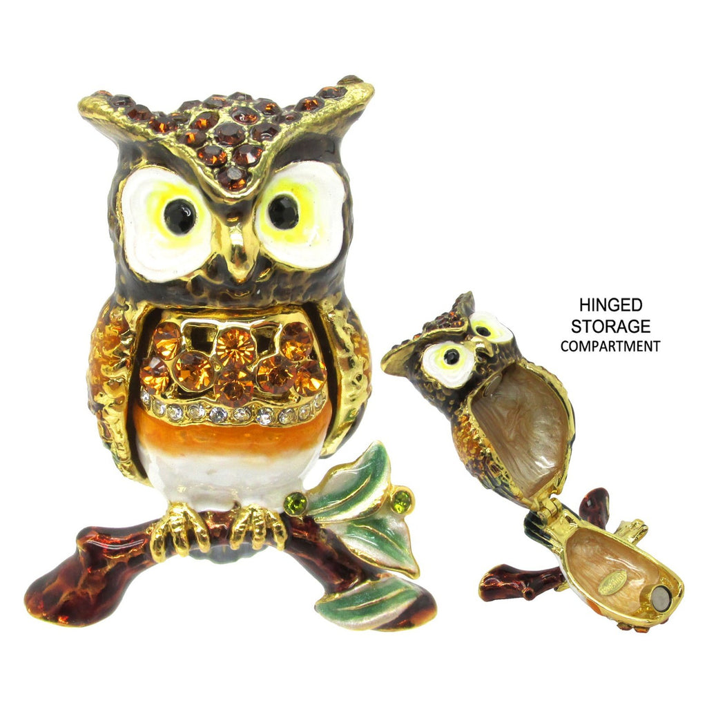 RUCINNI Owl Branch Jeweled Trinket Box