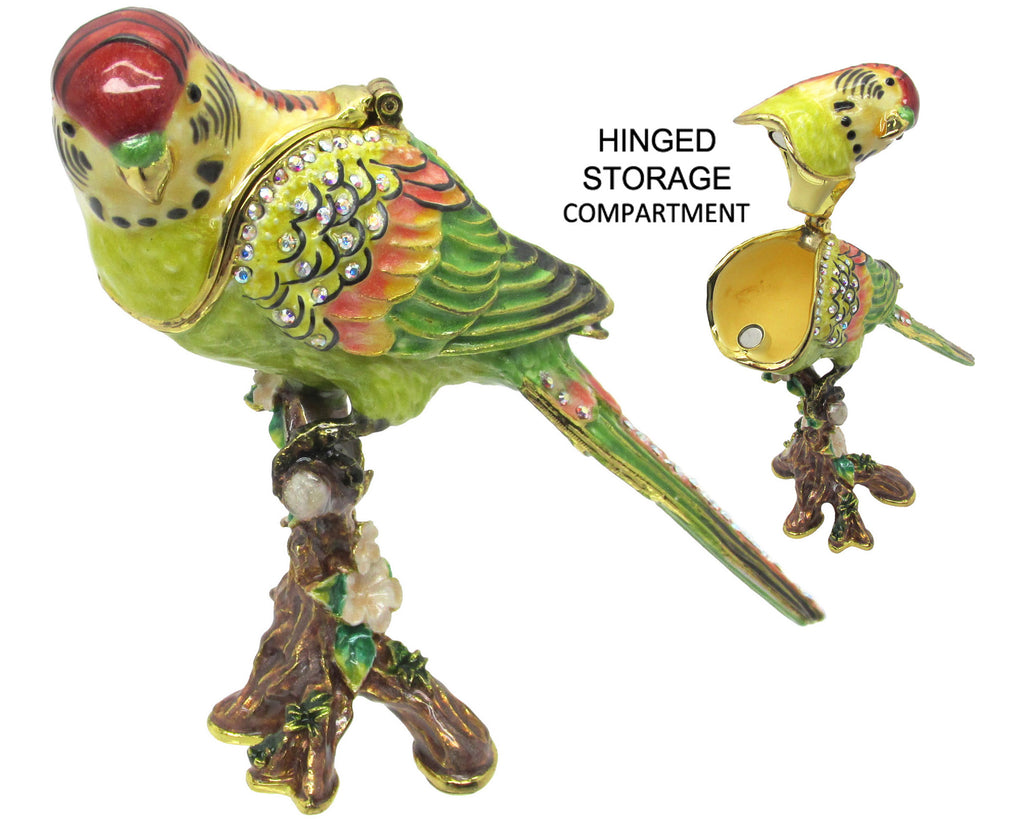 RUCINNI Parakeet Jeweled Trinket Box, Red