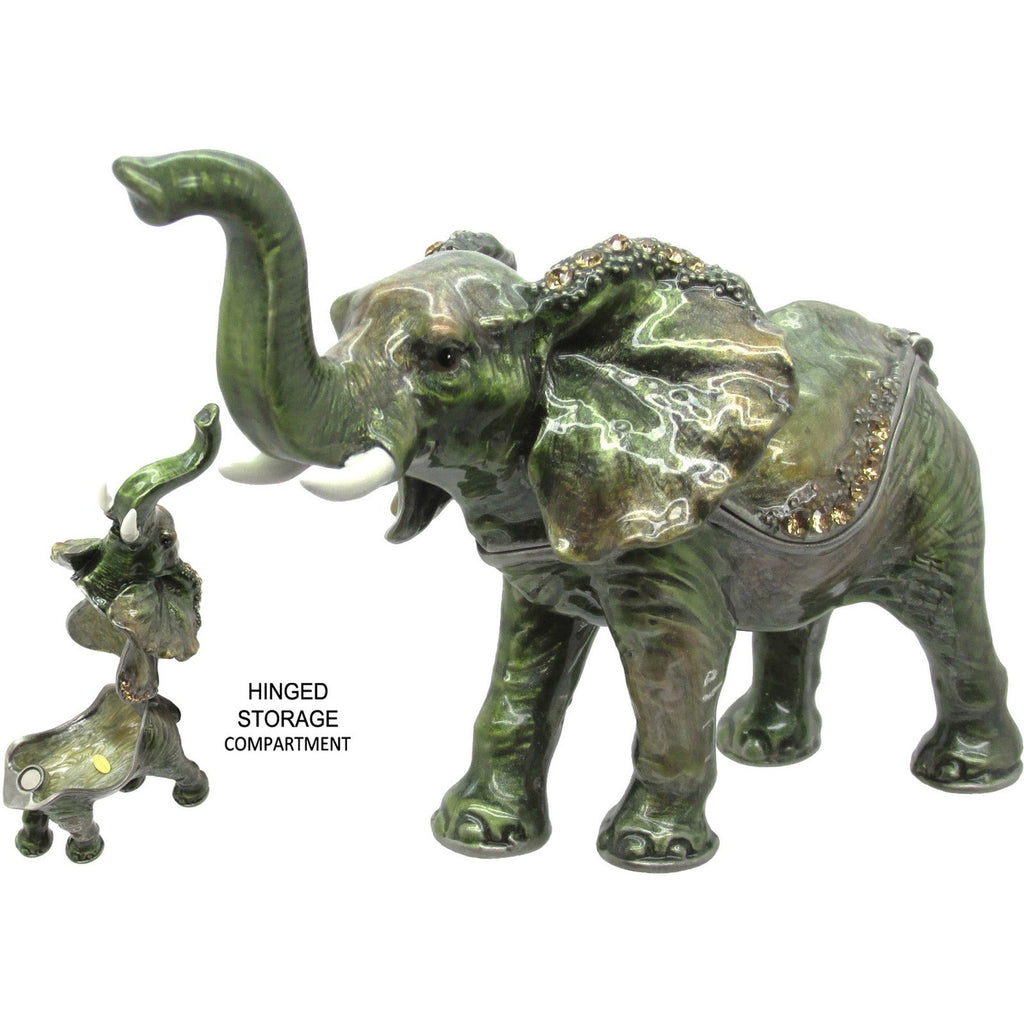 RUCINNI Elephant Jeweled Trinket Box, Green
