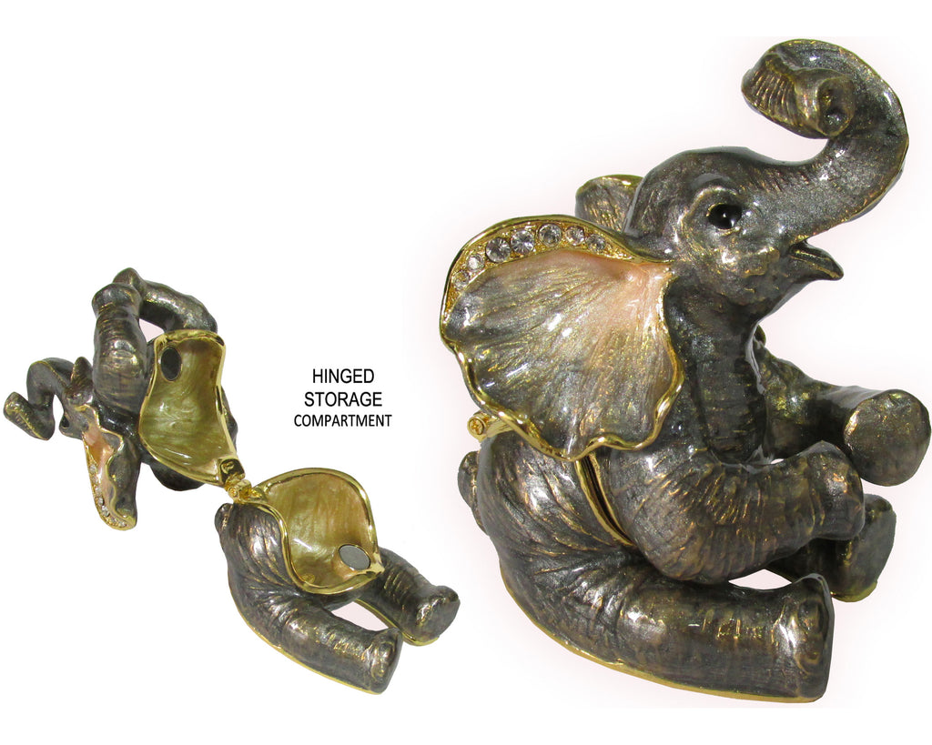 RUCINNI Elephant Jeweled Trinket Box, Sitting