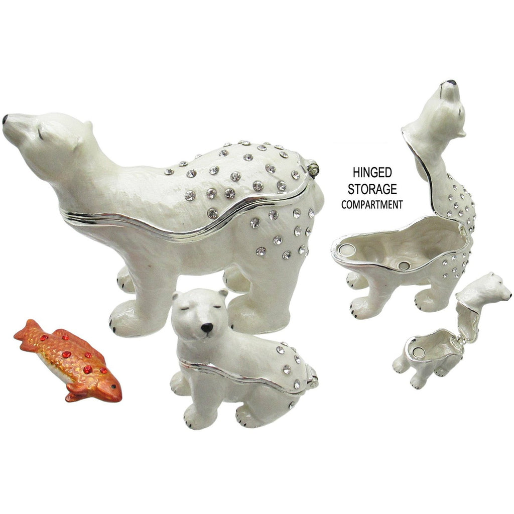 RUCINNI Polar Bear Cub Fish Jeweled Trinket Box