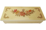 Italian Music Box, 8.5",  Floral Inlay, Cream