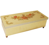 Italian Music Box, 8.5",  Floral Inlay, Cream