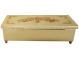 Italian Music Box, 8.5",  Floral Inlay, Cream