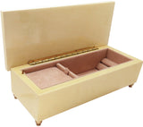 Italian Music Box, 8.5",  Floral Inlay, Cream