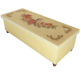 Italian Music Box, 8.5",  Floral Inlay, Cream