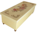 Italian Music Box, 8.5",  Floral Inlay, Cream