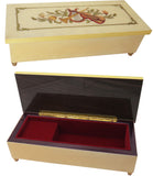 Italian Music Box, 8.5", Floral & Musical Inlay, Cream