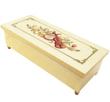 Italian Music Box, 8.5", Floral & Musical Inlay, Cream