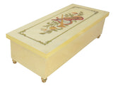 Italian Music Box, 8.5", Floral & Musical Inlay, Cream