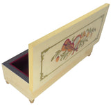 Italian Music Box, 8.5", Floral & Musical Inlay, Cream