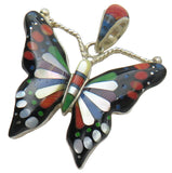 Native American Multi Stone Inlay Butterfly Pendant with 18" Chain