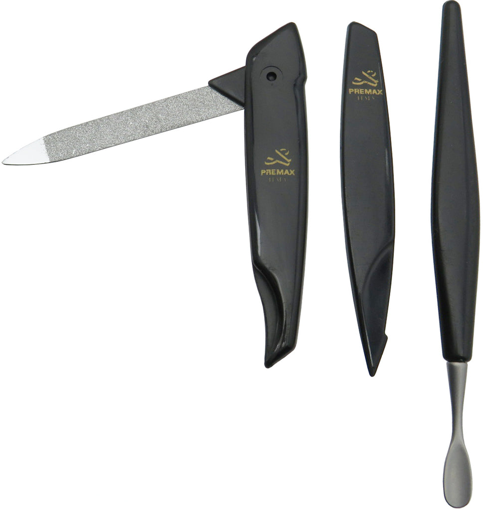 3pc Premax Italy Folding Nail File and Cuticle Tools