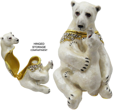 Polar Bear & Cub Jeweled Trinket Box with Austrian Crystals, #2