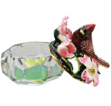 Cardinal Glass Jeweled Trinket Box with Austrian Crystals