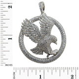 Iced Out Bling Sterling Round Bald Eagle Pendant with 20" Chain