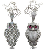 Iced Out Bling Sterling Owl Pendant with 20" Chain