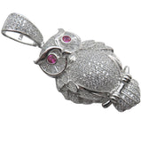 Iced Out Bling Sterling Owl Pendant with 20" Chain