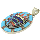 Native American Zuni Multi Stone Inlay Oval Pendant,