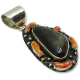 Native American Zuni Obsidian Sterling Silver Pendant,
